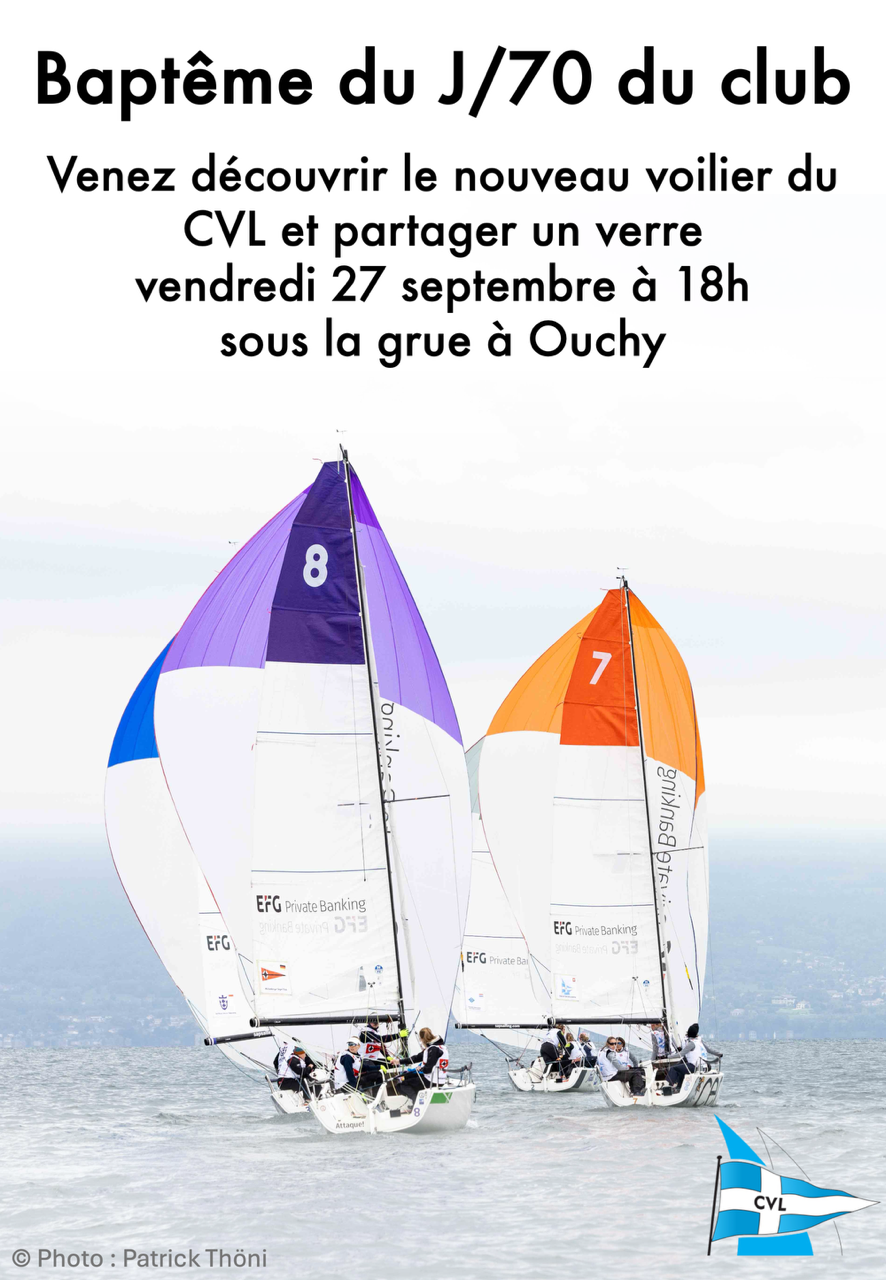 Affiche montrant des bateaux j/70 pour l'annonce d'un baptême de volier.